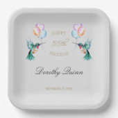 Waterverf Hummingbird Ballon Birthday Papieren Bordje (Voorkant)