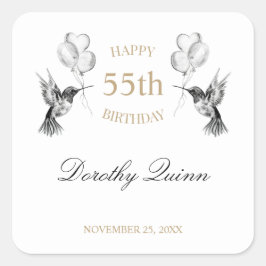 Waterverf Hummingbird Ballon Birthday Vierkante Sticker