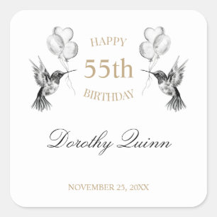 Waterverf Hummingbird Ballon Birthday Vierkante Sticker