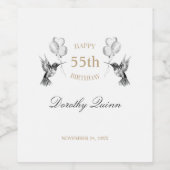 Waterverf Hummingbird Ballon Birthday Wijn Etiket (Enkel label)