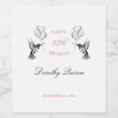 Waterverf Hummingbird Ballon Birthday Wijn Etiket (Enkel label)