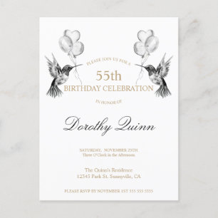 Waterverf Hummingbird Balloon uitnodiging