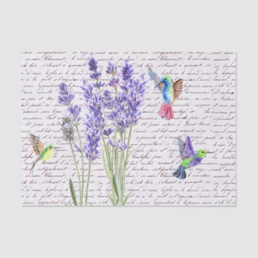 Waterverf Hummingbird Bird Decoupage Lavender Tissuepapier (Voorkant)