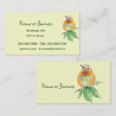 Waterverf Hummingbird Bird Visitekaartje (Voorkant / Achterkant)