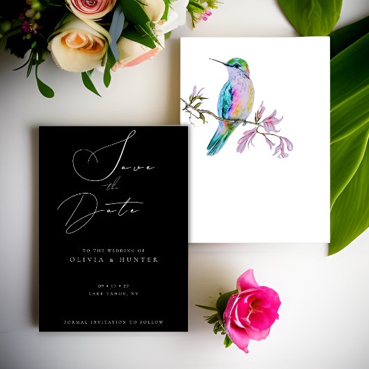 Waterverf Hummingbird Bruiloft Save the Date Kaart