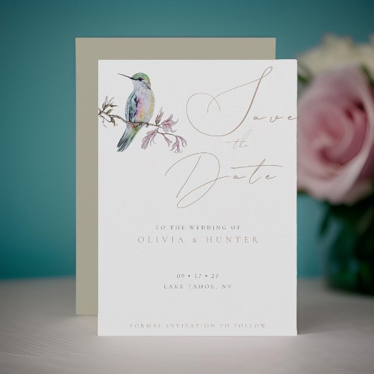 Waterverf Hummingbird Bruiloft Save the Date Kaart