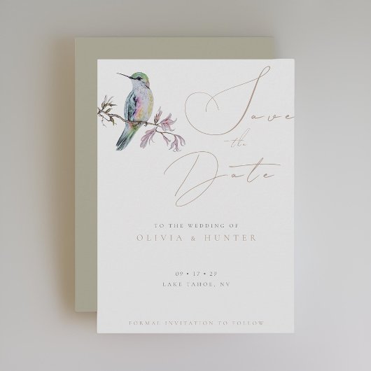 Waterverf Hummingbird Bruiloft Save the Date Kaart