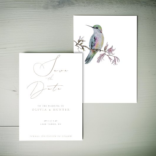 Waterverf Hummingbird Bruiloft Save the Date Kaart