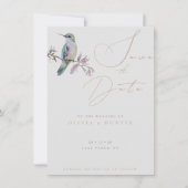 Waterverf Hummingbird Bruiloft Save the Date Kaart (Voorkant)