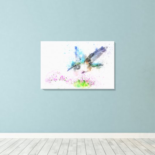 Waterverf Hummingbird Canvas Afdruk (Insitu (Houten vloer))