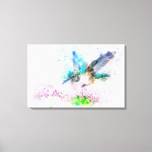 Waterverf Hummingbird Canvas Afdruk