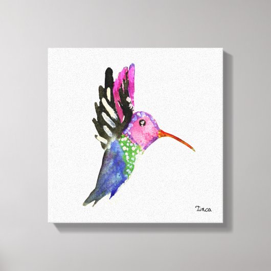 Waterverf Hummingbird Canvas kunst aan de muur (Voorkant)