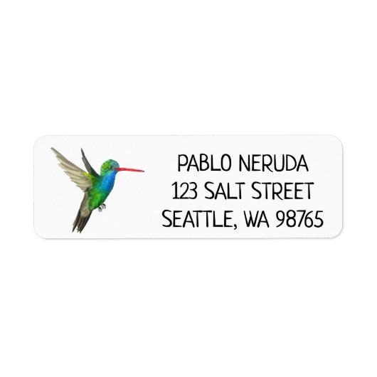 Waterverf Hummingbird CUSTOM-adres Etiket (Voorkant)