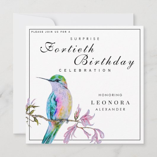 Waterverf Hummingbird ELKE Verrassingsverjaardagsf Kaart (Voorkant)