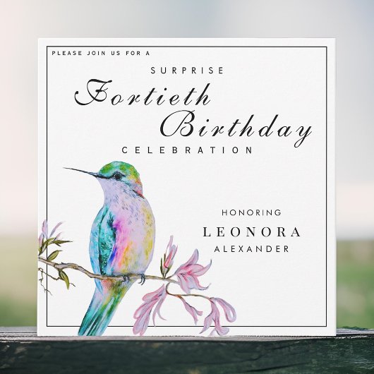 Waterverf Hummingbird ELKE Verrassingsverjaardagsf Kaart