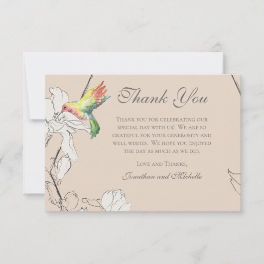 Waterverf Hummingbird Floral Geometric Wedding Bedankkaart (Voorkant)