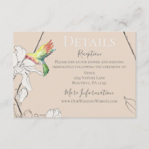 Waterverf Hummingbird Floral Geometric Wedding Informatiekaartje