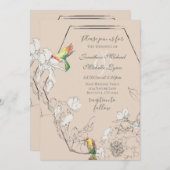 Waterverf Hummingbird Floral Geometric Wedding Kaart (Voorkant / Achterkant)