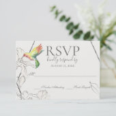 Waterverf Hummingbird Floral Geometric Wedding RSVP Kaartje (Staand voorkant)