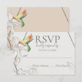 Waterverf Hummingbird Floral Geometric Wedding RSVP Kaartje (Voorkant / Achterkant)