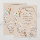 Waterverf Hummingbird Floral Geometric Wedding Save The Date (Voorkant / Achterkant)