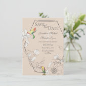 Waterverf Hummingbird Floral Geometric Wedding Save The Date (Staand voorkant)