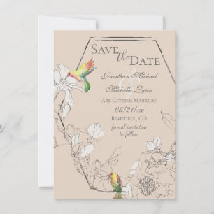 Waterverf Hummingbird Floral Geometric Wedding Save The Date