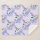 Waterverf Hummingbird Garden Bird Mauve Sherpa Deken (Voorkant (horizontaal))