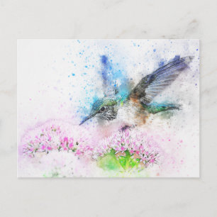 Waterverf Hummingbird Illustratie Briefkaart