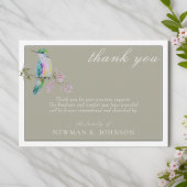 Waterverf  Hummingbird Memorial Dank u Notitiekaartje