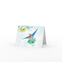 Waterverf Hummingbird Note Kaart/envelop
