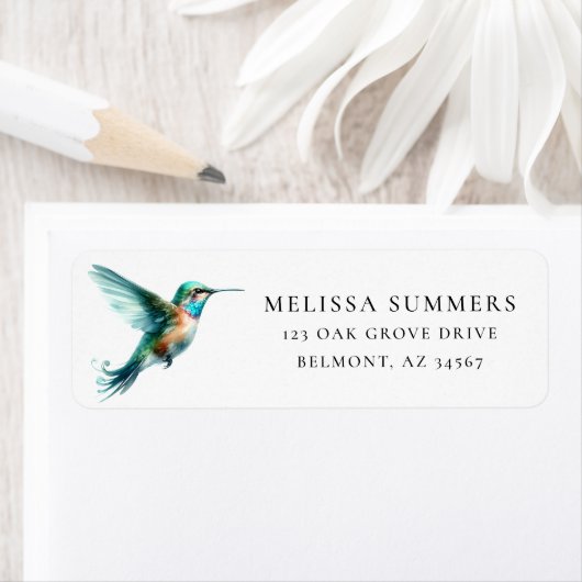 Waterverf Hummingbird Return Address Label (Insitu)
