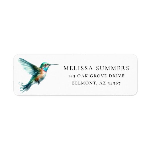 Waterverf Hummingbird Return Address Label (Voorkant)