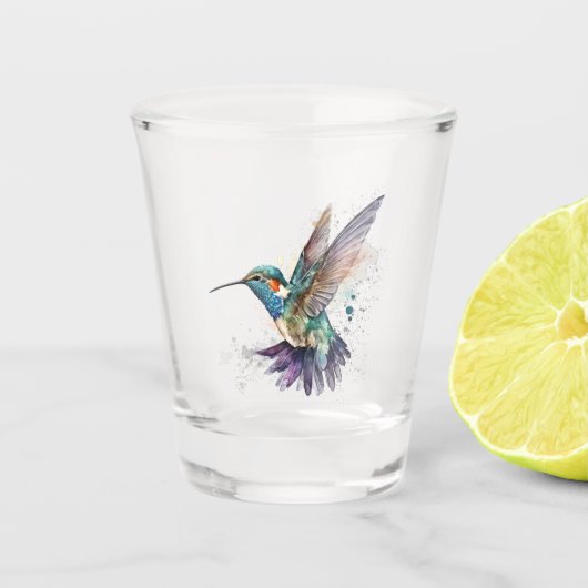 Waterverf Hummingbird Shot Glass Glas (Voorkant)