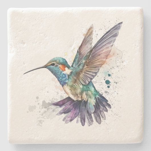 Waterverf Hummingbird Stone Onderzetter (Voorkant)
