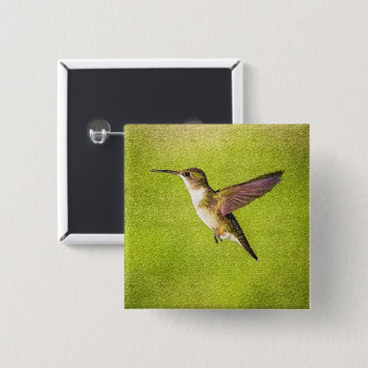 Waterverf Hummingbird Vierkante Button 5,1 Cm (Voorkant /achterkant)