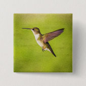Waterverf Hummingbird Vierkante Button 5,1 Cm (Voorkant)