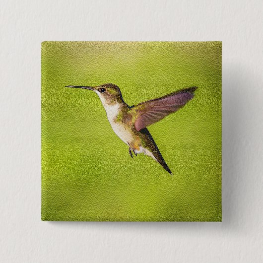 Waterverf Hummingbird Vierkante Button 5,1 Cm (Voorkant)