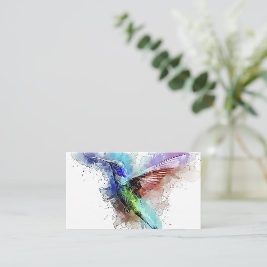 Waterverf Hummingbird Visitekaartje (Staand voorkant)