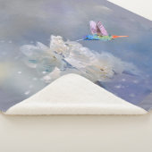 Waterverf Hummingbird White Garden Flower Bird Sherpa Deken (3/4)