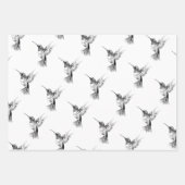 Waterverf Hummingbird Zwart-wit Inpakpapier Vel (Voorkant 2)