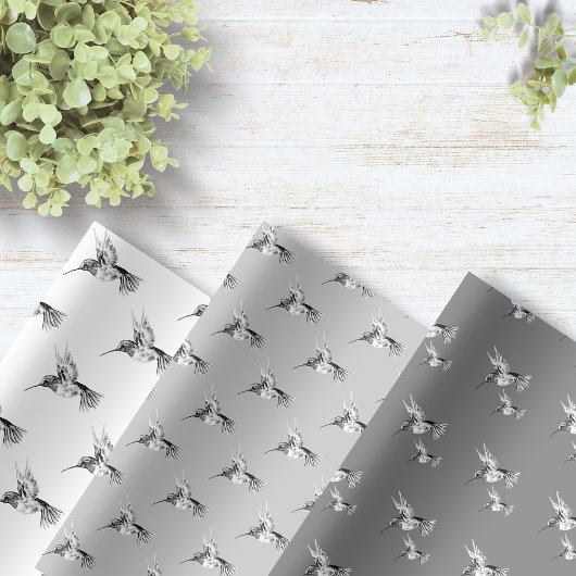 Waterverf Hummingbird Zwart-wit Inpakpapier Vel