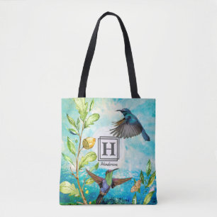 Waterverf Hummingvogels   Monogrammen Tote Bag