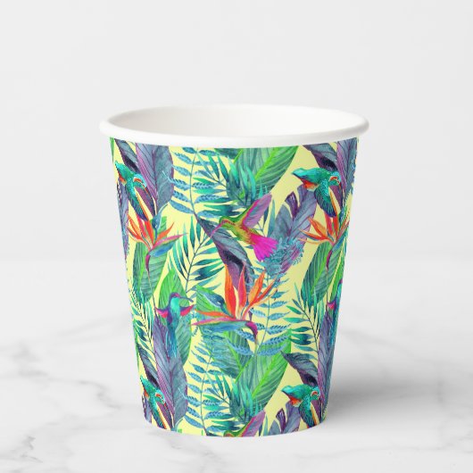Waterverf Hummingvogels Papieren Bekers (Voorkant)