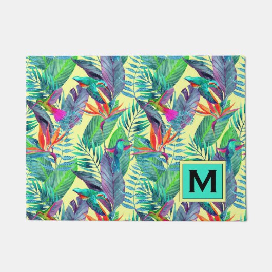 Waterverf Hummingvogels | Voeg je Initiaal toe Deurmat (Voorkant)