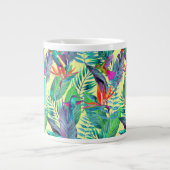 Waterverf Hummingvogels | Voeg je Initiaal toe Grote Koffiekop (Voorkant)