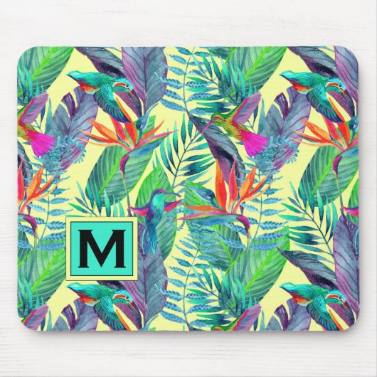 Waterverf Hummingvogels | Voeg je Initiaal toe Muismat (Voorkant)