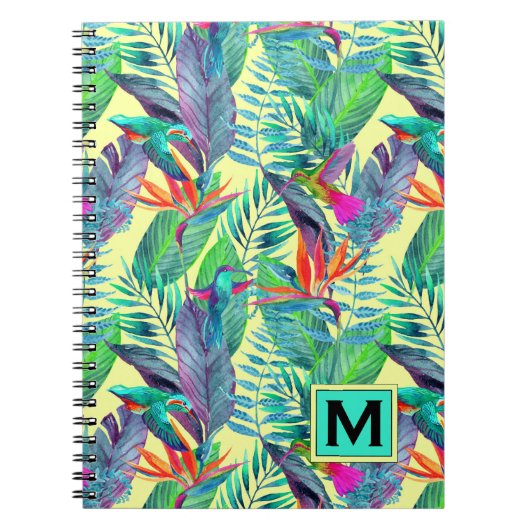 Waterverf Hummingvogels | Voeg je Initiaal toe Notitieboek (Voorkant)