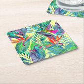 Waterverf Humminvogels in het Oerwoud 2 Kartonnen Onderzetters (Schuin)