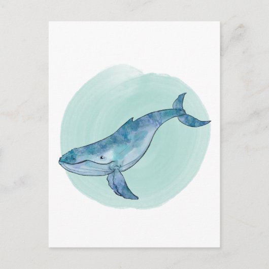 Waterverf Humpback Whale Briefkaart (Voorkant)